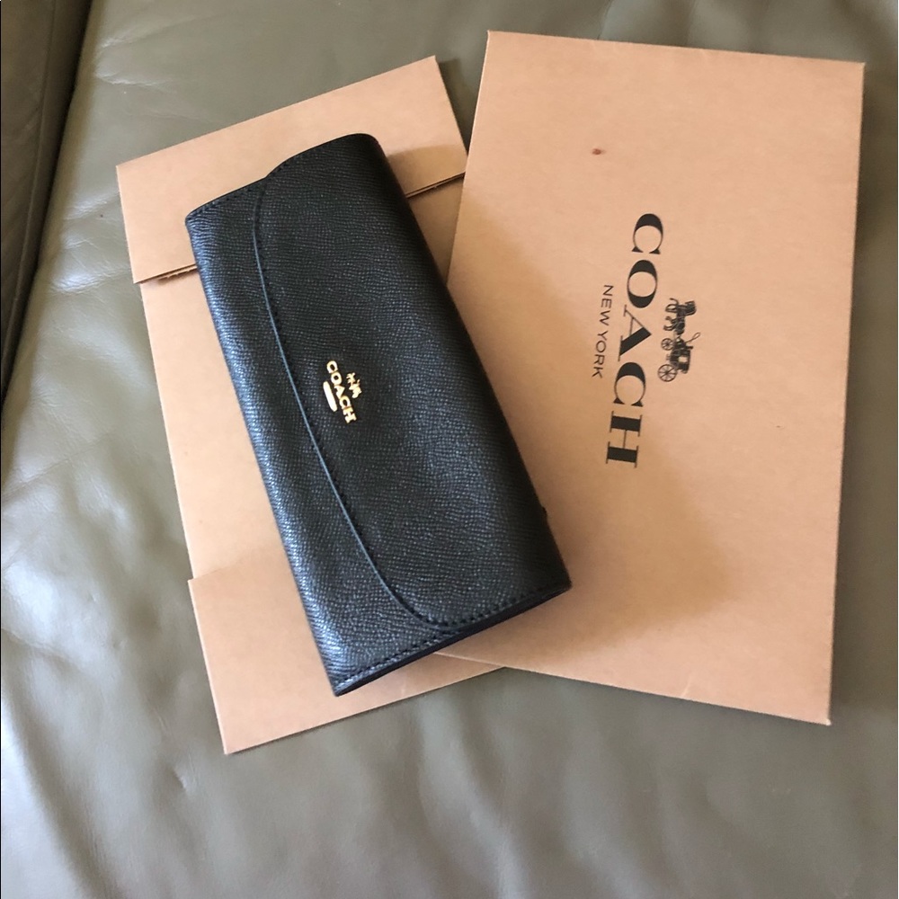 Coach wallet black pebble leather.  New!